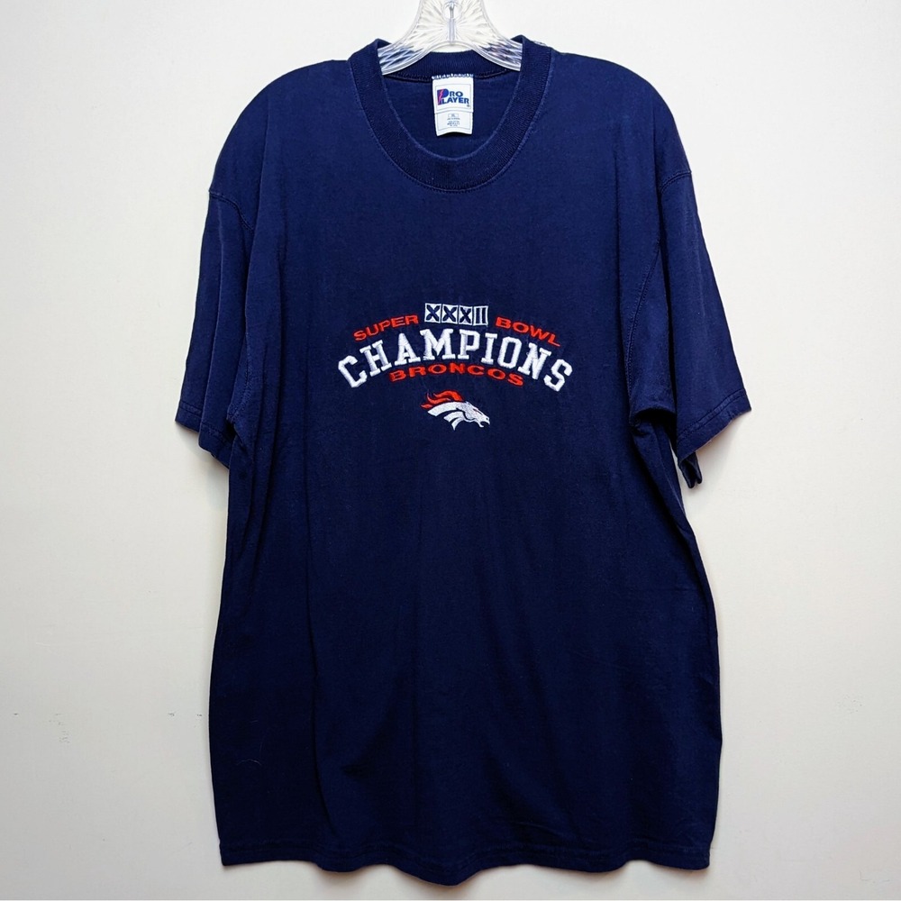 Vtg Super Bowl XXXII 32 Champions 1998 Denver Broncos Pro Player NFL Shirt XL